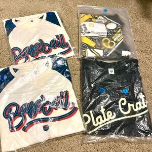 Crate plate baseball shirts lot of 3 adult large 1 medium shirts